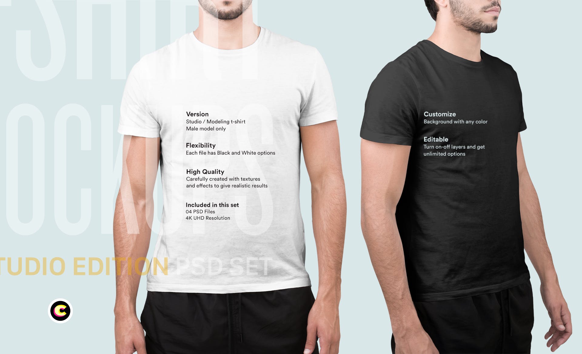 4K分辨率男士T恤版式印花设计样机模板 T-Shirt Mockup插图2