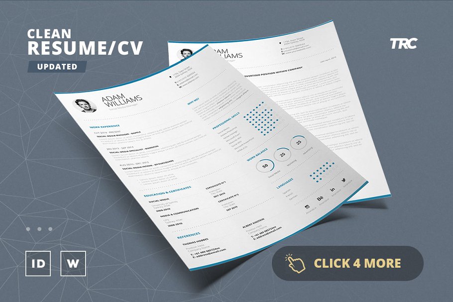 超简洁个人求职简历模板素材下载v7 Clean Resume/Cv Template Volume 7插图(1)