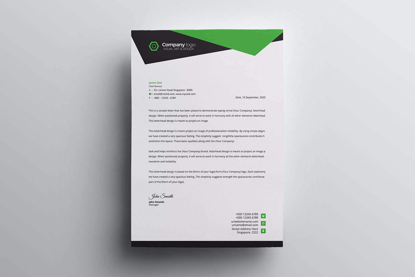 信息科技企业信封设计模板v5 Letterhead插图1