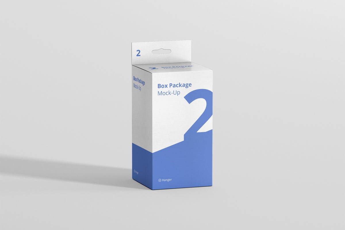 矩形挂耳纸盒包装盒样机 Package Box Mockup – Rectangle with Hanger插图