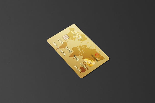 高端亮金风格银行信用卡样机 Golden Credit Card Mockup插图(6)