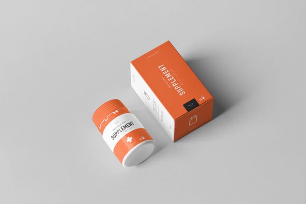 药物保健品罐子&盒子样机模板10 Supplement Jar & Box Mock-Up 10插图(4)