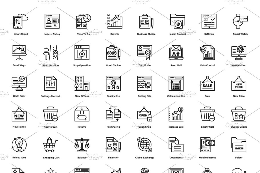 664款金融主题业务财务线条图标 664 Business and Finance Line Icons插图(2)