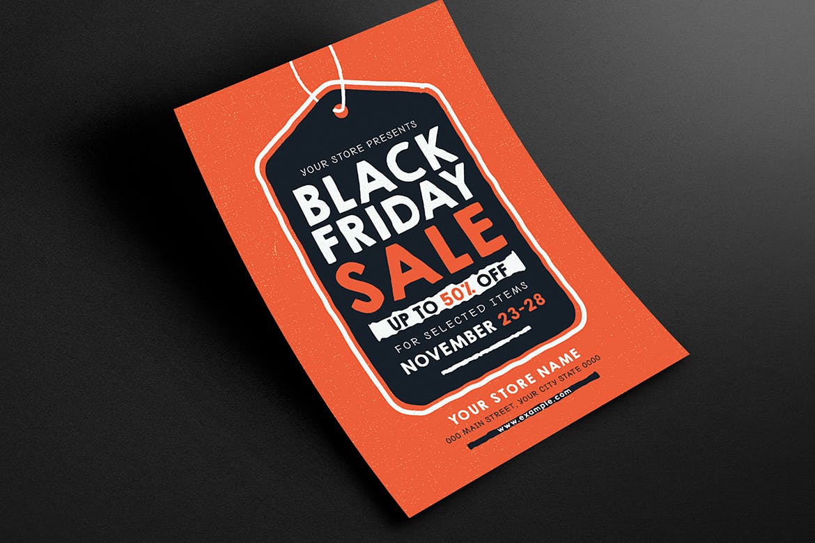 创意手绘吊牌黒五促销活动海报/电子海报设计模板 Black Friday Flyer + Instagram Post插图(4)