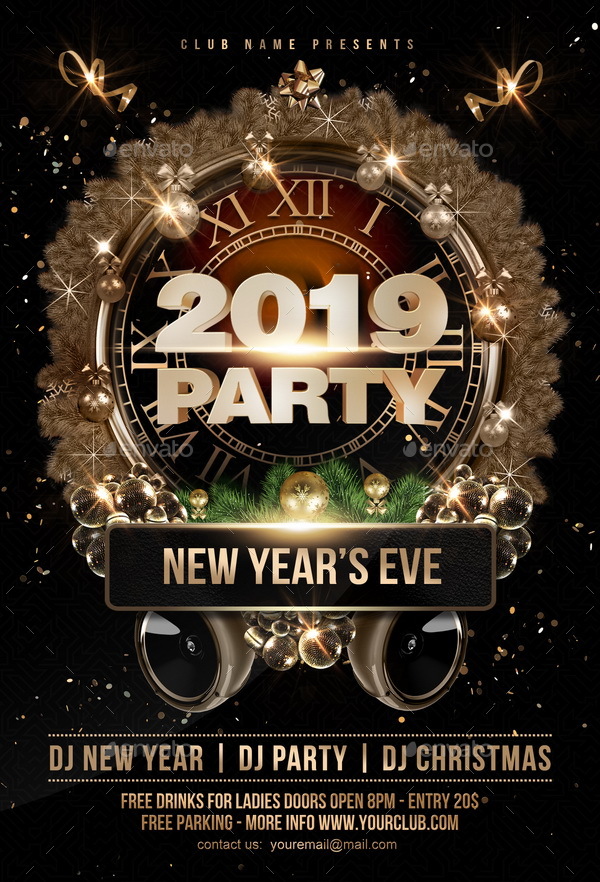 2019新年派对海报模板 New Year Party Flyer [psd]插图