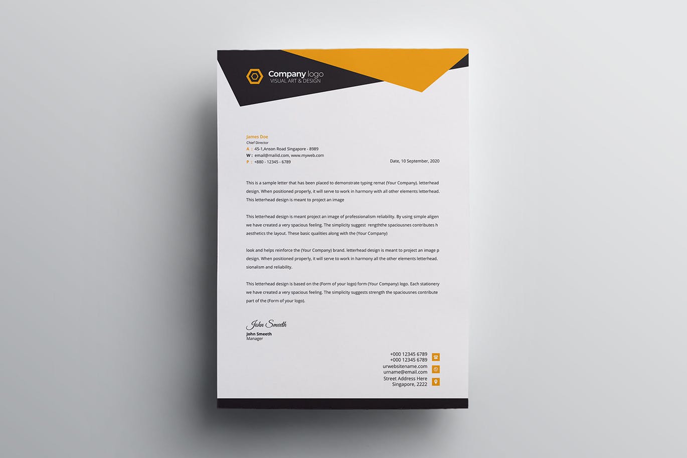 信息科技企业信封设计模板v5 Letterhead插图(2)
