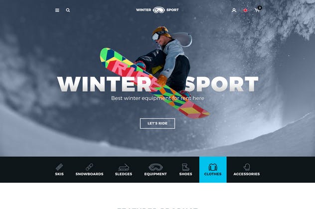 冬季运动 – 滑雪和滑雪板租赁电商外贸网站设计PSD模板 Winter Sport – Ski & Snowboard Rental PSD Template插图(1)