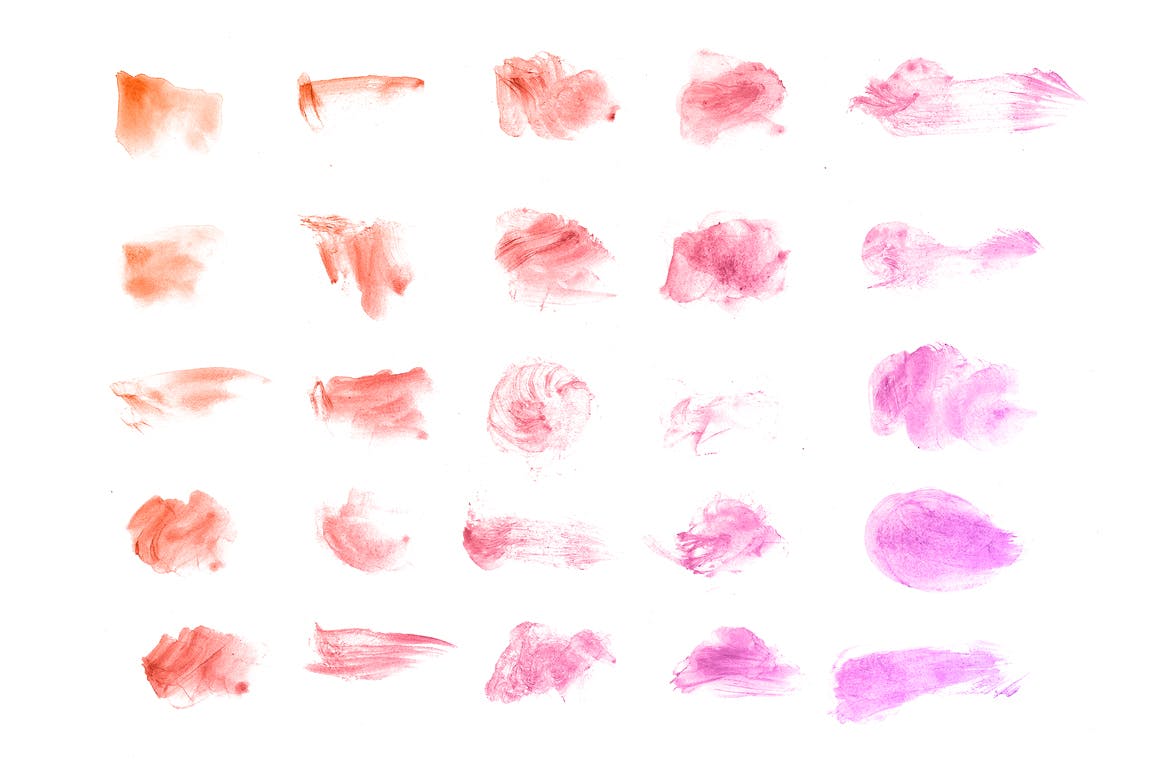 50个手工水彩笔刷笔触图形PS笔刷#1 Watercolor Brush Set #1插图(1)