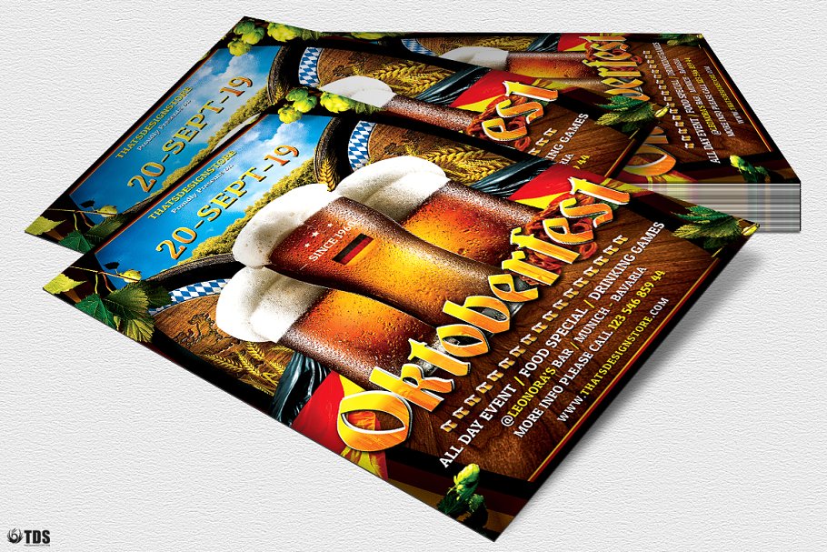 啤酒节活动宣传海报传单设计PSD模板v7 Oktoberfest Flyer PSD V7插图(3)
