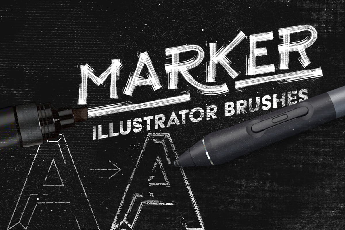 马克笔数码绘画AI画笔笔刷 Marker Illustrator Brushes插图