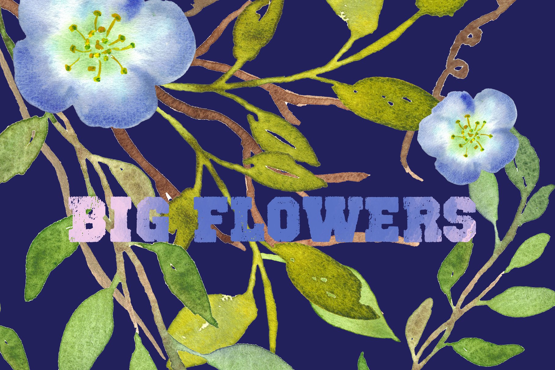 水彩手绘花卉艺术剪贴画设计素材 Big Flowers watercolor clipart插图(2)