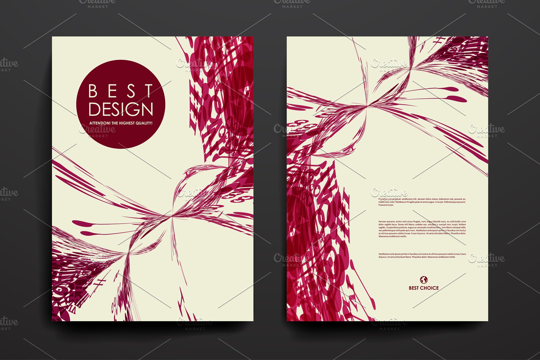 红色抽象图形小册子模板 Set of Beautiful Brochures插图4