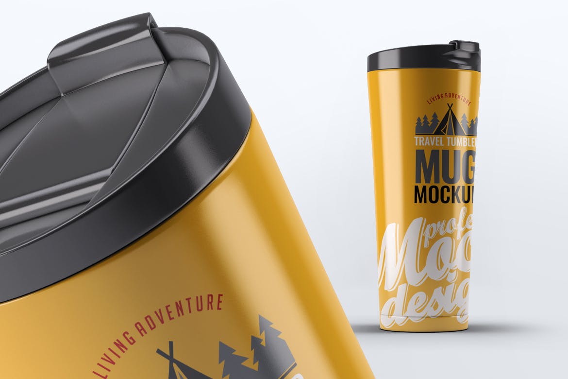 旅行水杯外观设计样机模板 Travel Tumbler Mug Mock-Up插图1