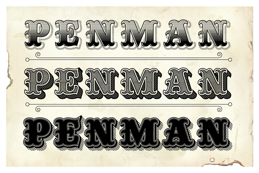 欧式复古图案风格PS字体样式 Penman Vintage Graphic Style Kit插图3