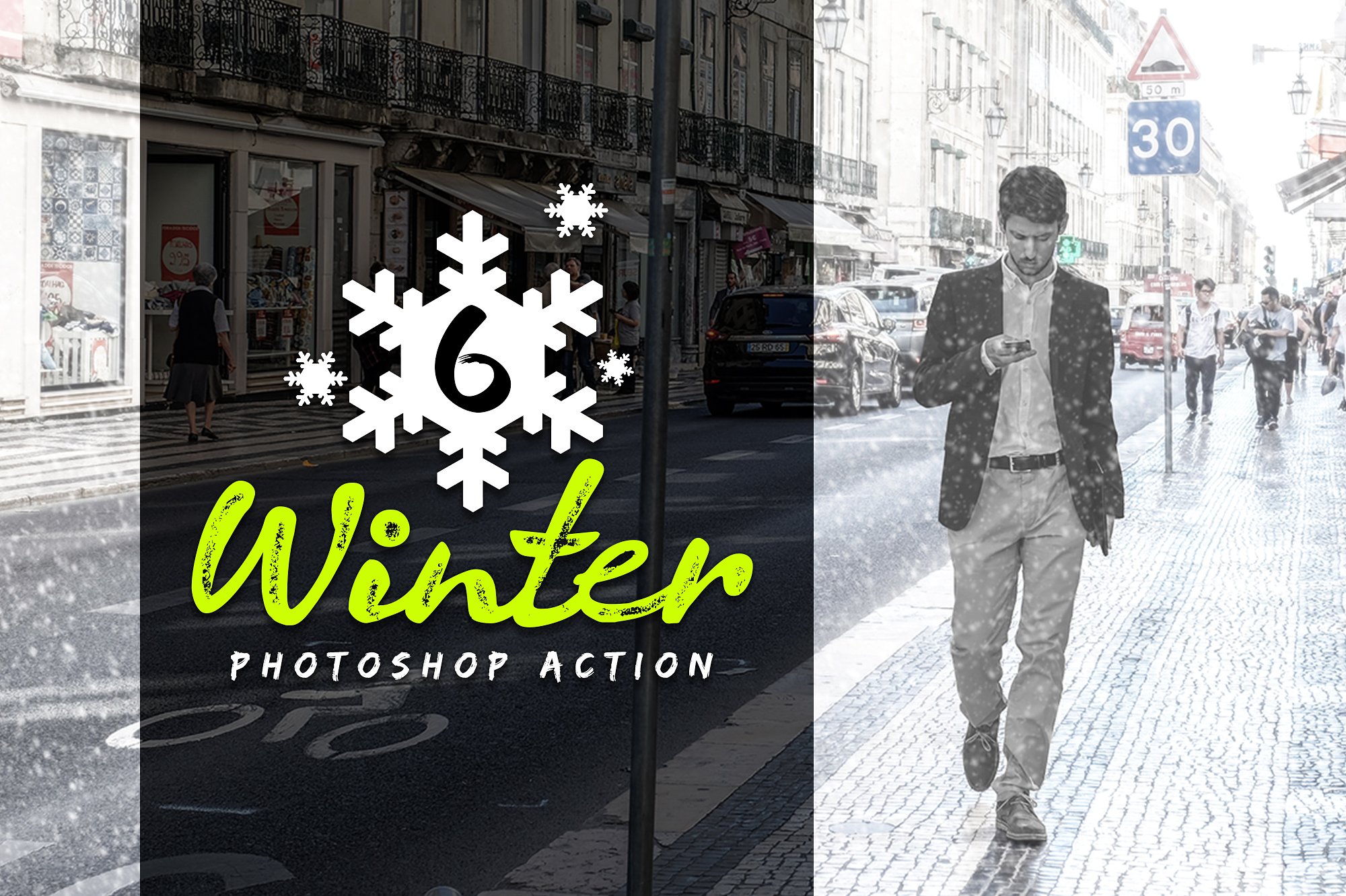 6款冬季雪花效果处理的PS动作 6 Winter Photoshop Action插图