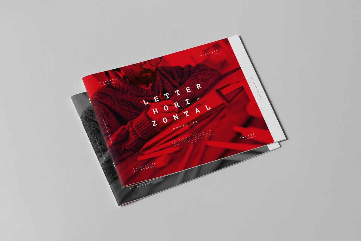 美国信纸方形画册样机3 US Letter Horizontal Brochure Mock-up 3插图