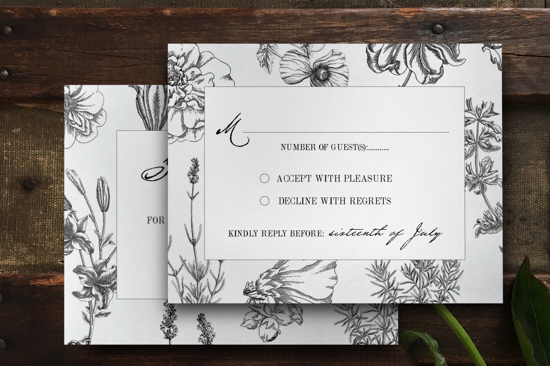 植物装饰婚礼邀请函邀请卡模板 Botanical Wedding Invitation Suite插图(1)
