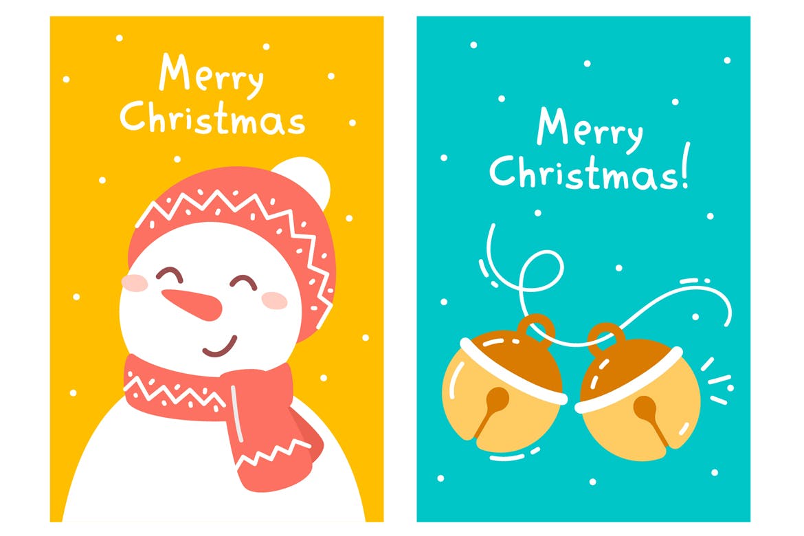 圣诞节主题简笔画手绘贺卡设计模板 Set of Christmas card illustrations插图(4)