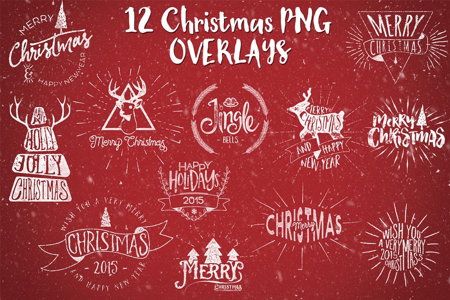 圣诞节主题设计工具包[图层样式&笔刷] Christmas Overlays Creator 154+插图5