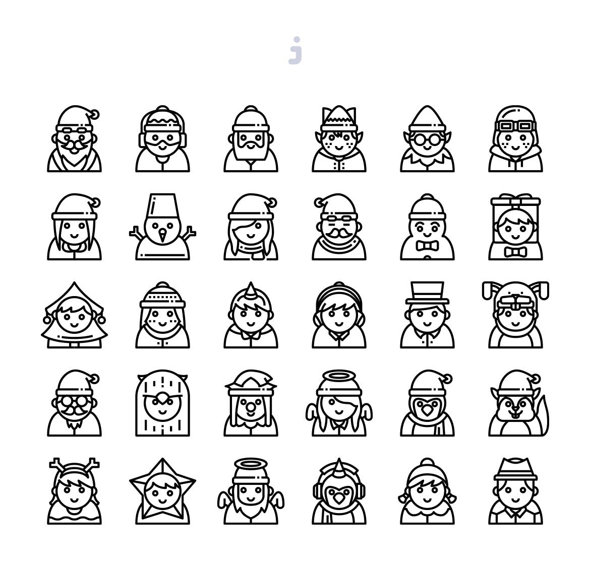 30枚圣诞节彩色人物头像图标 30 Christmas Avatar Icons插图2