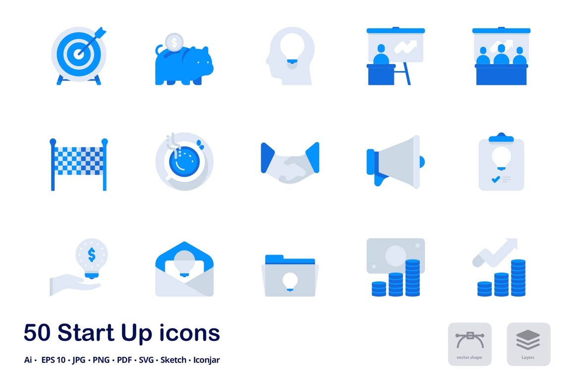 项目管理主题双色调扁平化矢量图标 Start Up Accent Duo Tone Flat Icons插图(2)