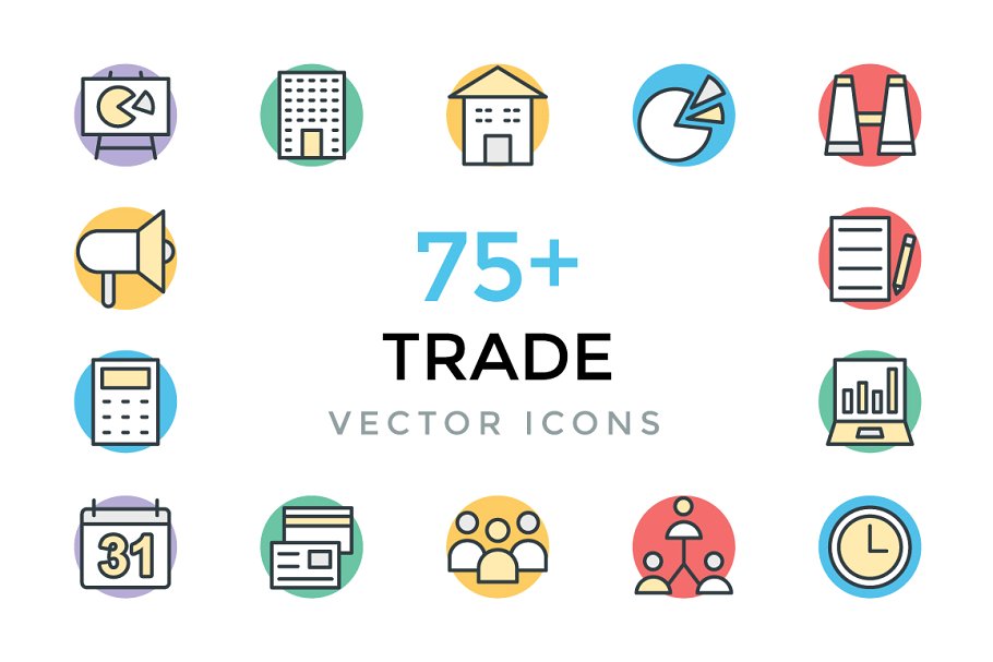 75+交易市场贸易主题矢量图标 75+ Trade Vector Icons插图