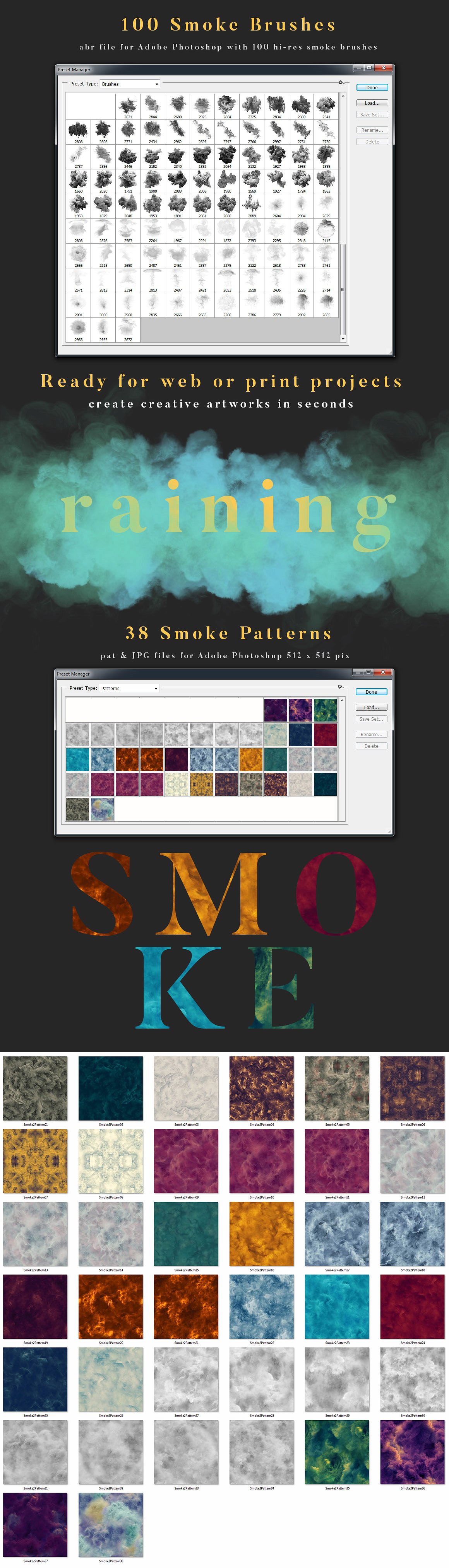 烟雾萦绕视觉特效PS素材大礼包[3.03GB] Smoke Toolkit 2插图(7)