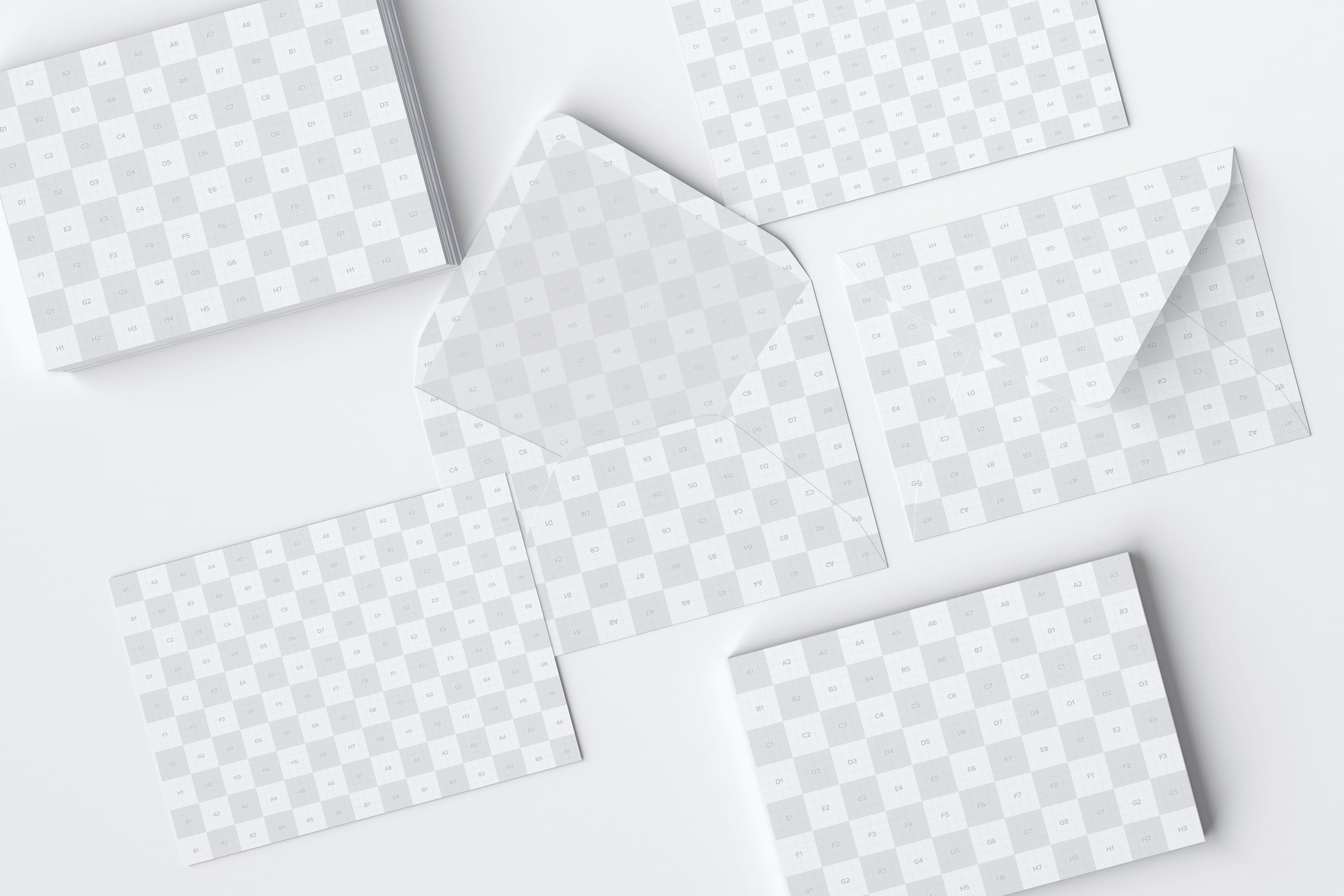 A7尺寸信封设计品牌VI样机模板02 A7 Envelope Stacks Mockup 02插图1