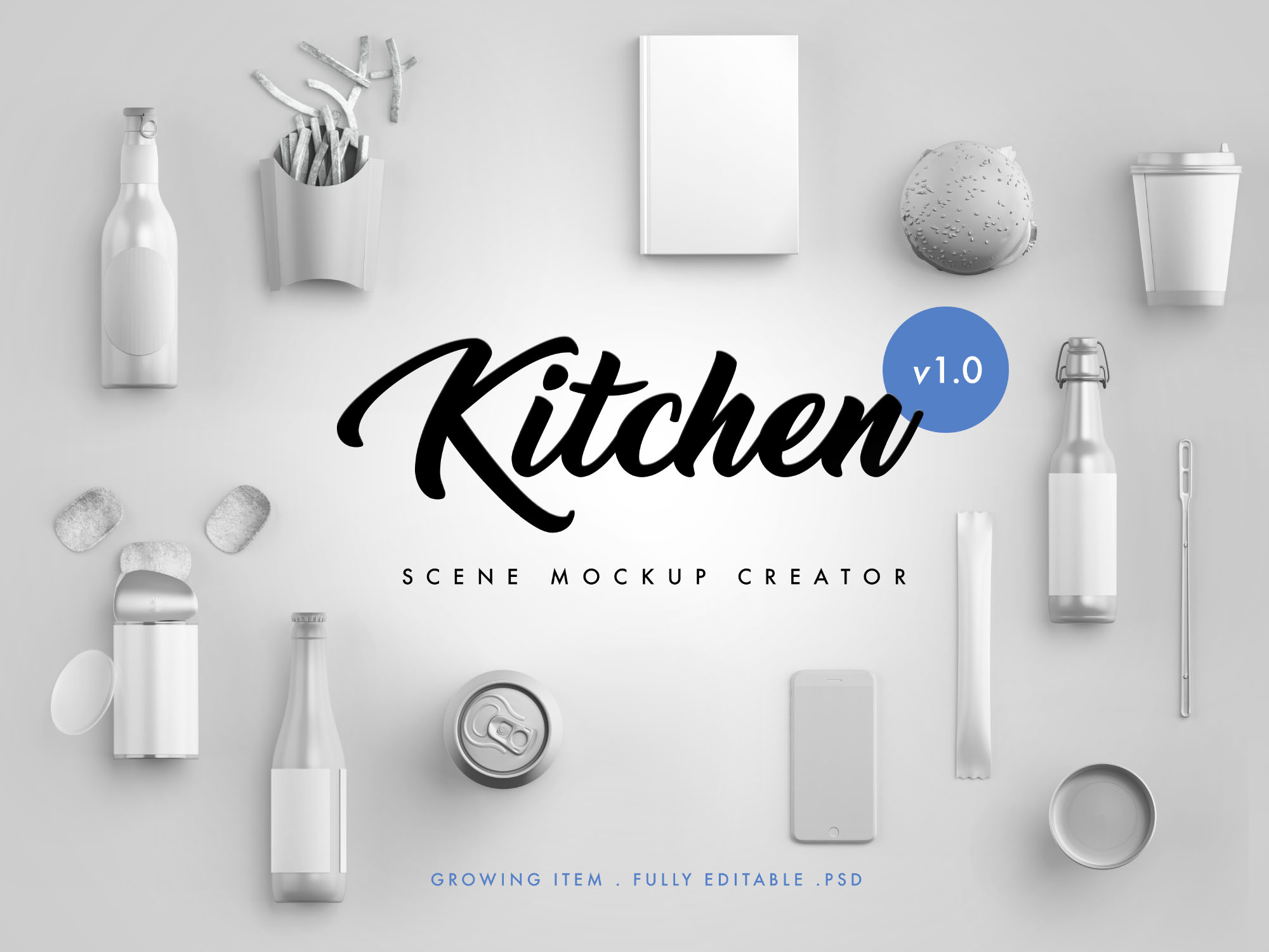 西式厨房场景样机模板 Kitchen Scene Creator Mockup插图