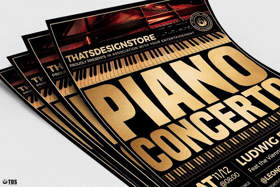 钢琴协奏曲演奏会宣传传单模板 V2 Piano Concerto Flyer Template V2插图(4)