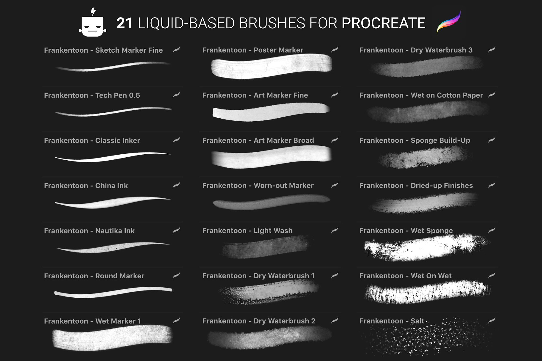 手绘插画概念艺术家Procreate笔刷[水墨/马克笔/水彩] Nautika – Brush Pack for Procreate插图(8)