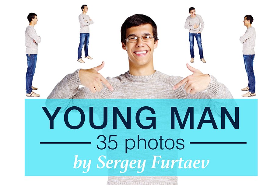 戴眼镜阳光男孩高清照片素材 35 photos of young man插图