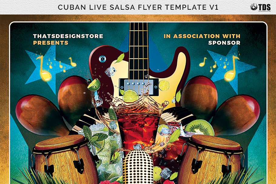 古巴萨尔萨舞曲现场海报设计PSD模板v1 Cuban Live Salsa Flyer PSD V1插图(6)