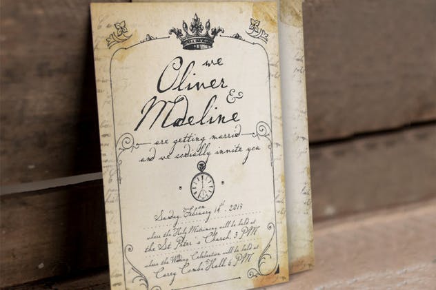 1900年经典复古巴黎婚礼邀请函设计套装 1900 Paris Wedding Invitation插图(1)