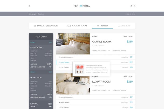 酒店在线预订系统网站PSD模板 Rent a Hotel – Booking Website PSD Template插图(5)