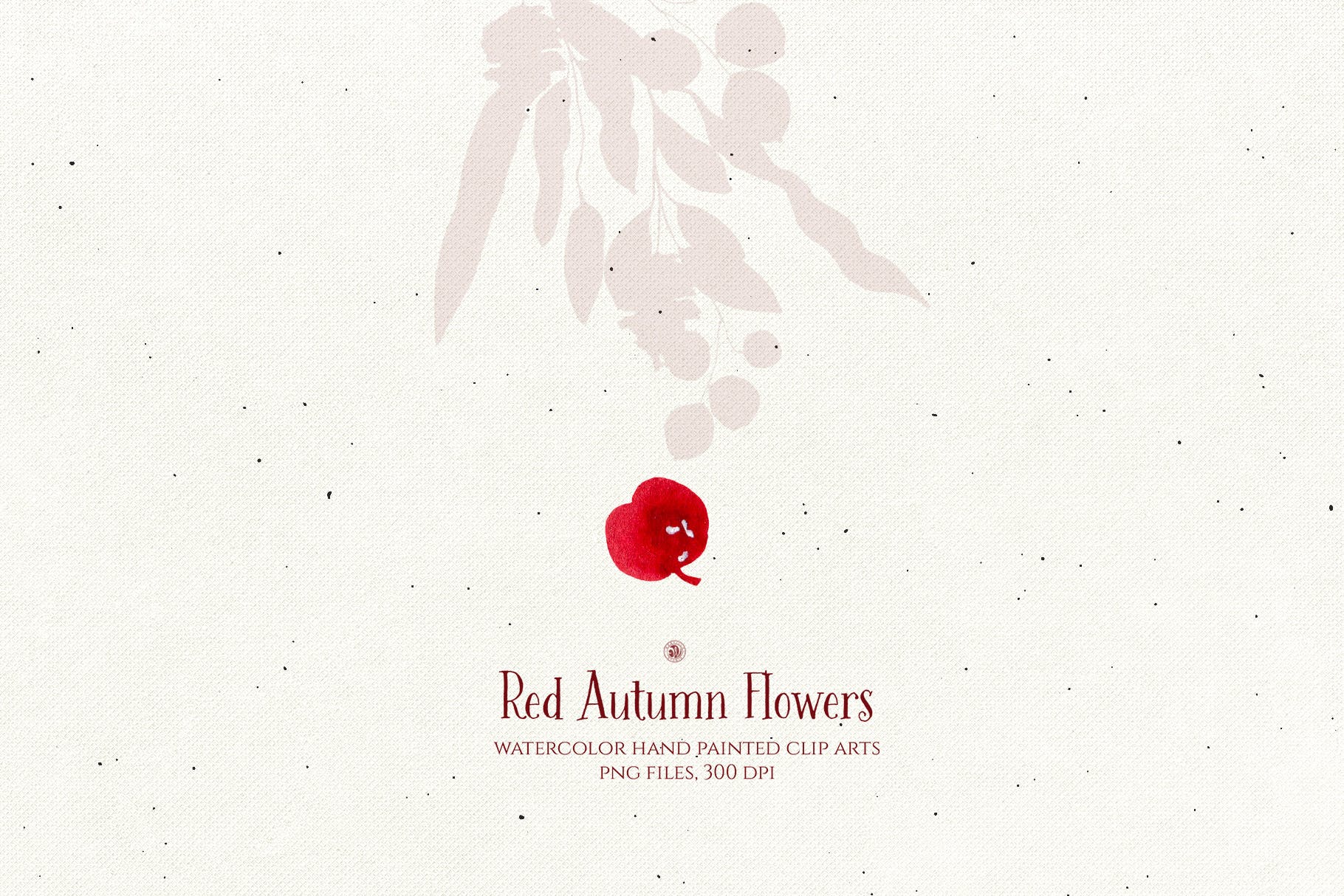 秋天红色水彩手绘花卉剪贴画PNG素材 Red Autumn Flowers插图(5)