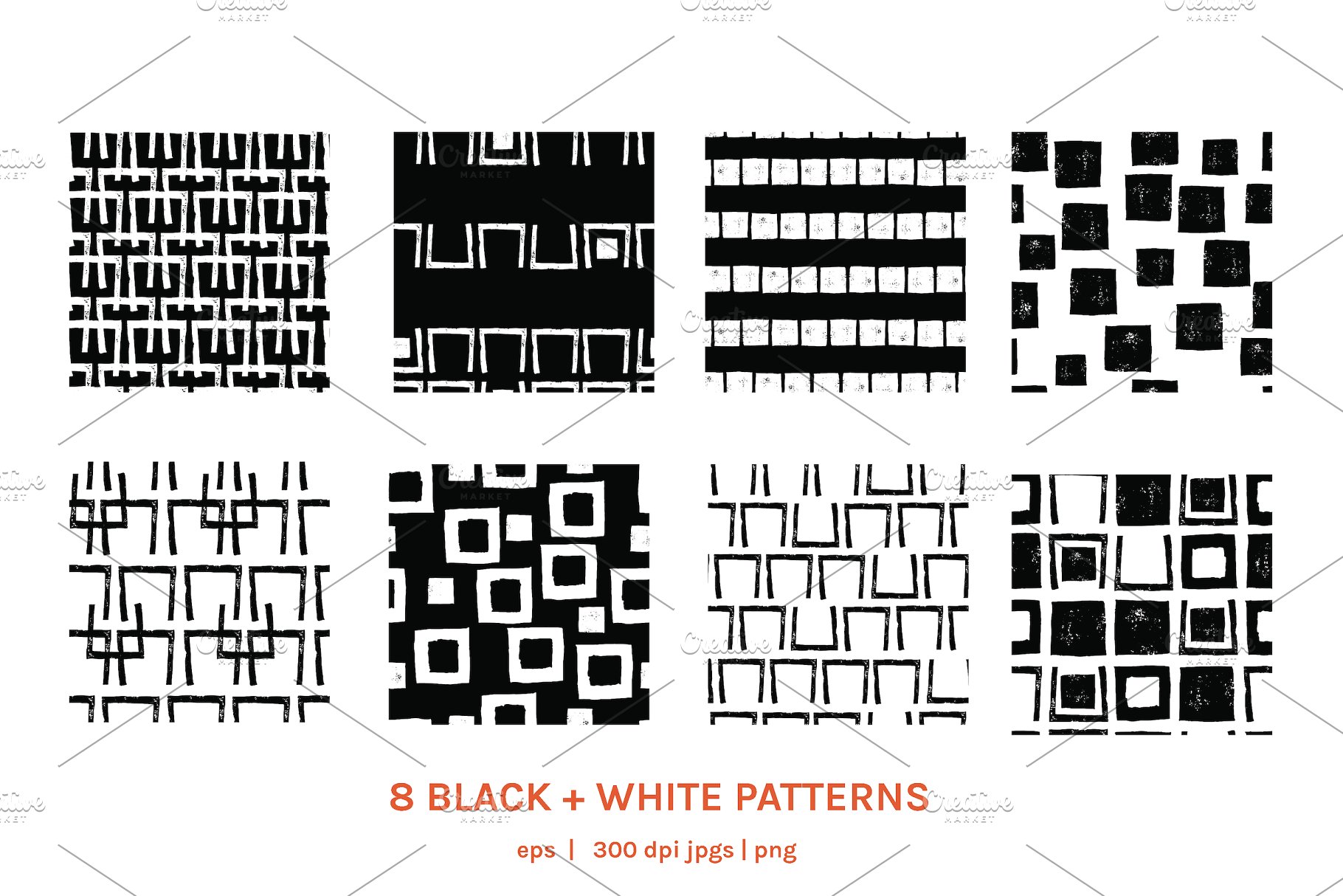 复古手绘方格图案无缝纹理 Retro Squares | Seamless Patterns插图(7)