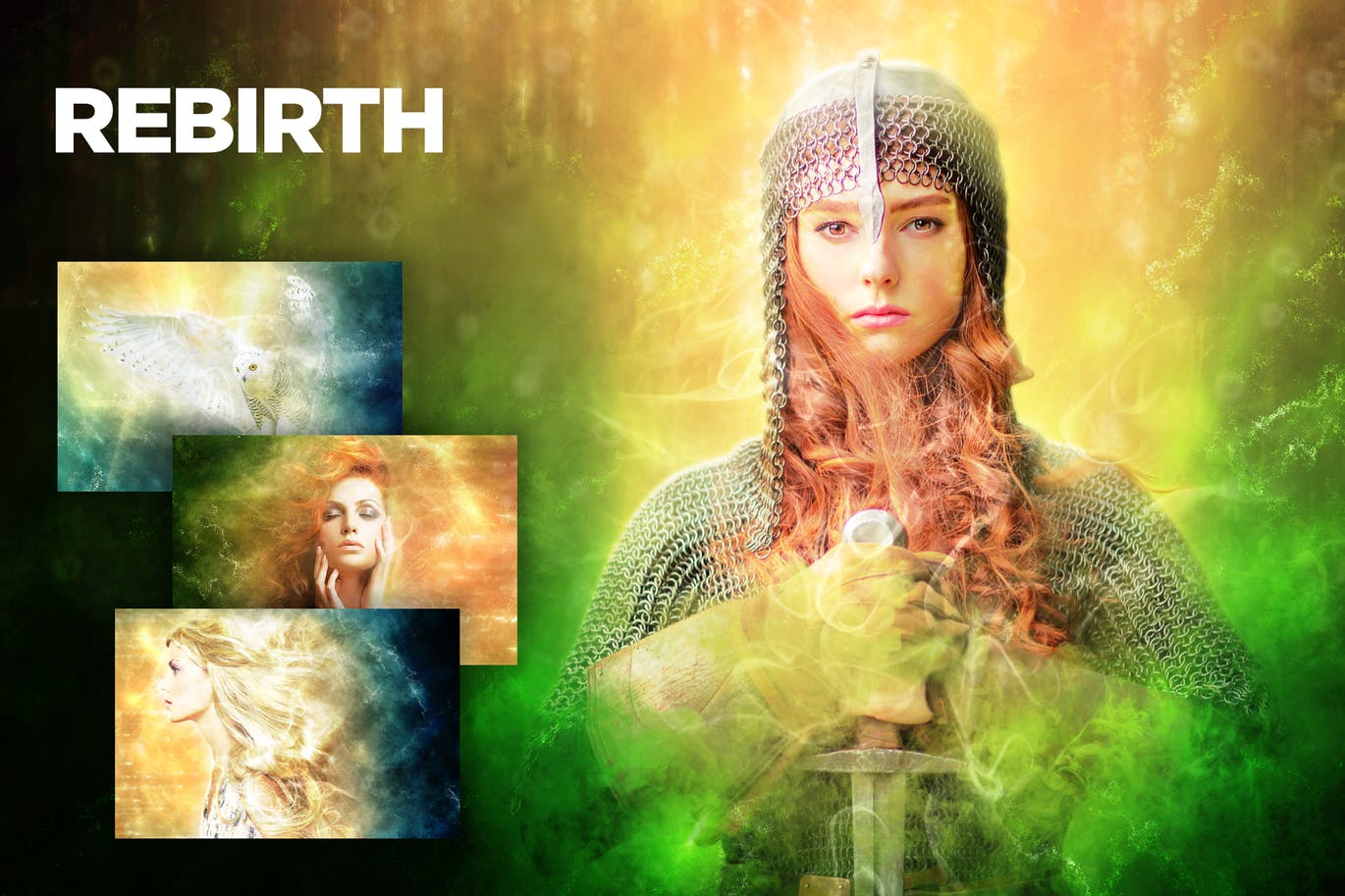 给照片添加梦幻焰火特效PS动作下载 Rebirth CS4+ Photoshop Action插图