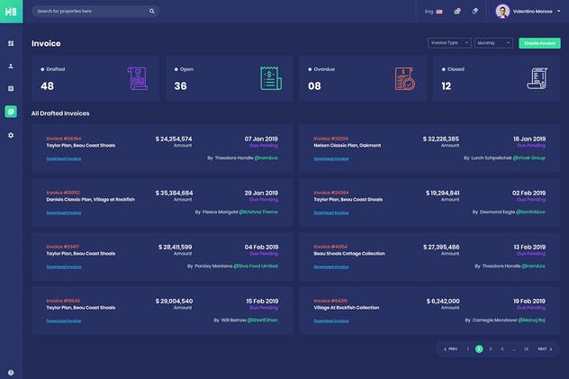 房地产中介销售管理后台仪表盘UI套件 Habikon – Real Estate Admin Dashboard Ui Kit插图(7)