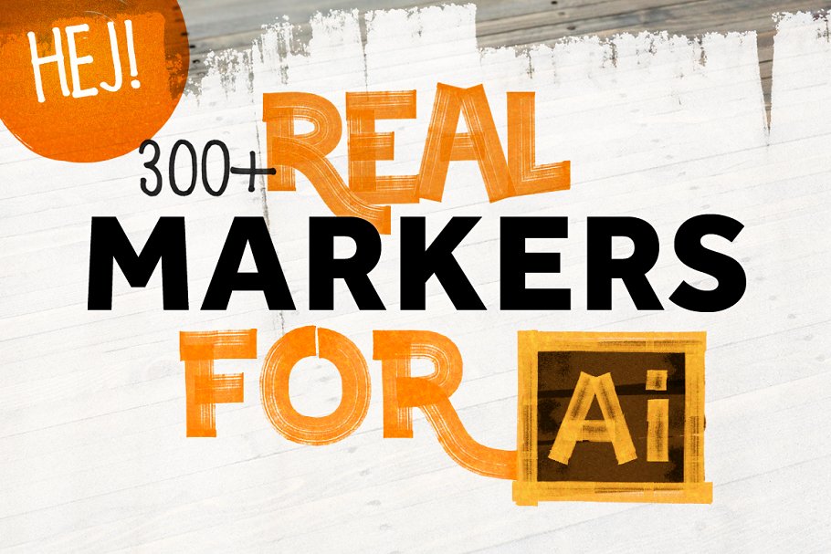 300+逼真记号笔画笔AI笔刷 300+ REAL MARKERS FOR ILLUSTRATOR插图