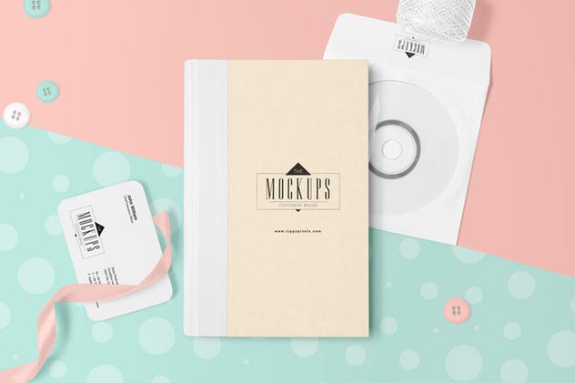 5款办公用品品牌VI场景样机 5 Stationery Mockups Scenes插图(1)