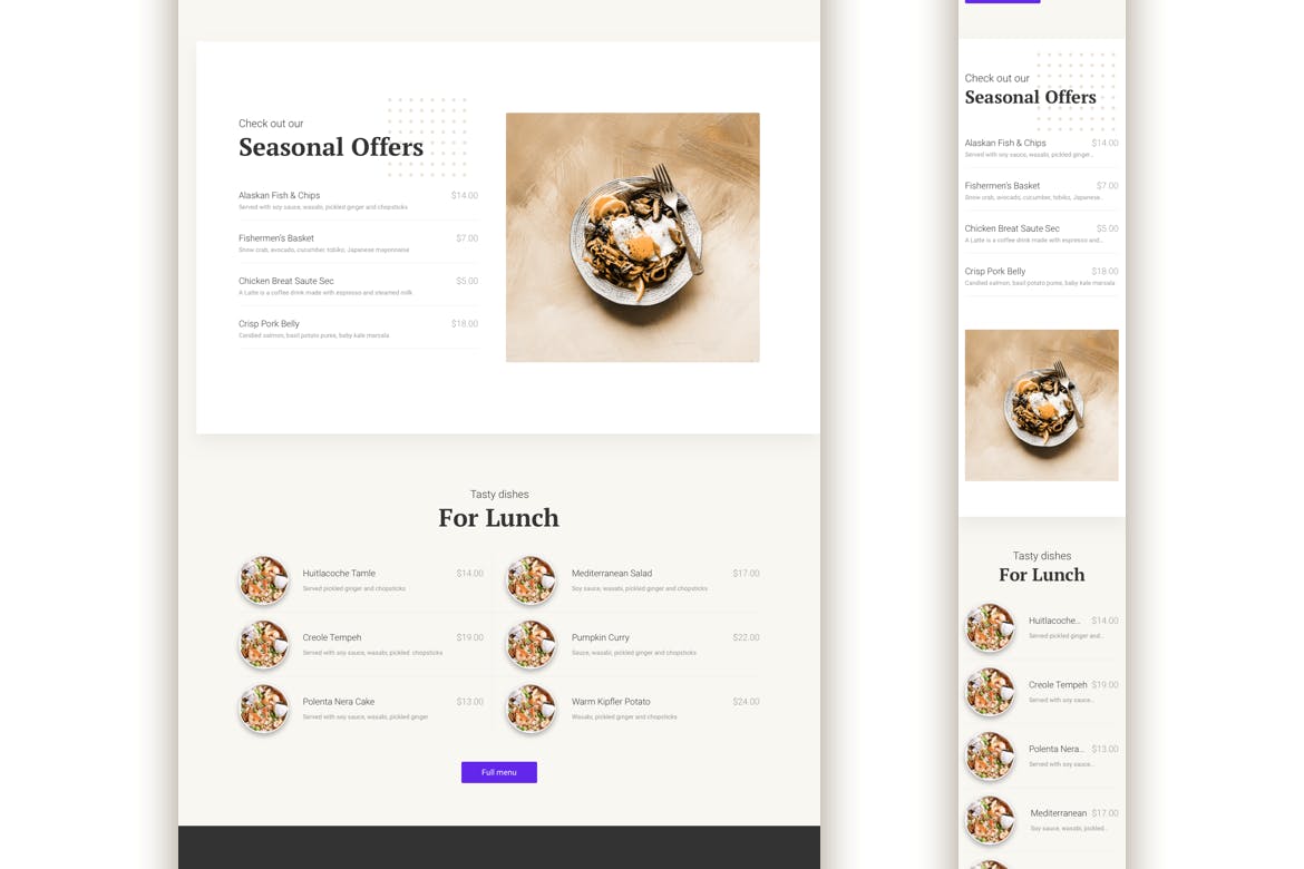 餐馆品牌响应式网站设计UI套件 Restaurant Responsive Landing Page插图(2)