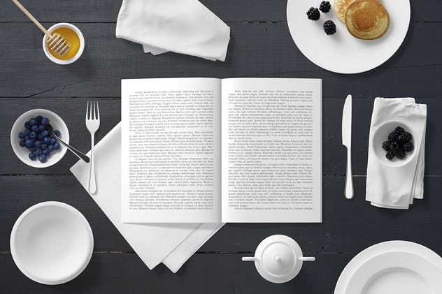 早餐场景A5杂志画册样机 A5 Magazine Catalogue Mockup – Breakfast Set插图6