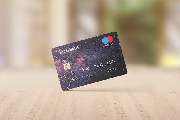 压花信用卡样机模板 85×55 Landscape Credit Card Mockup插图(9)