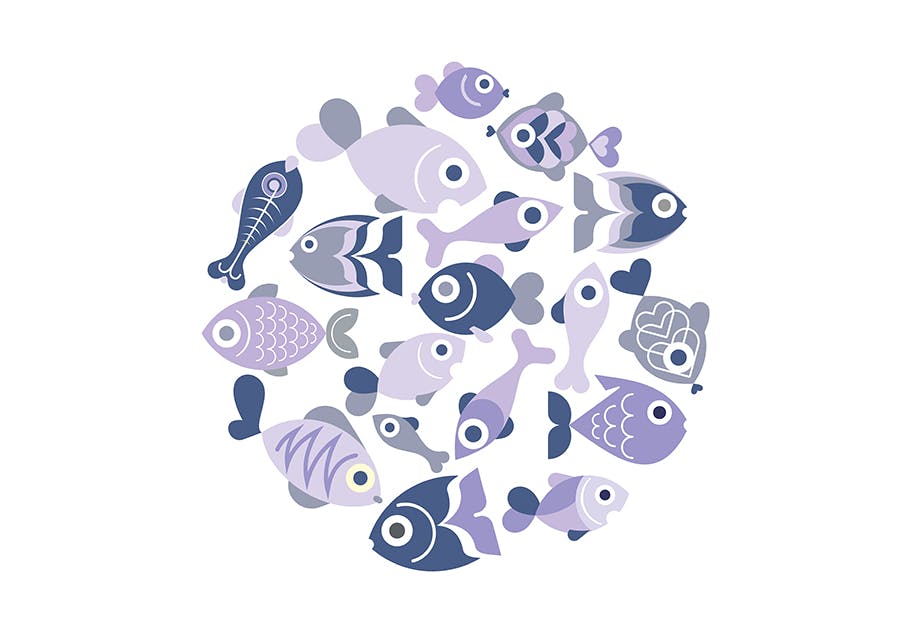 奇异鱼类矢量图形设计素材 Exotic Fish round shape vector designs插图3