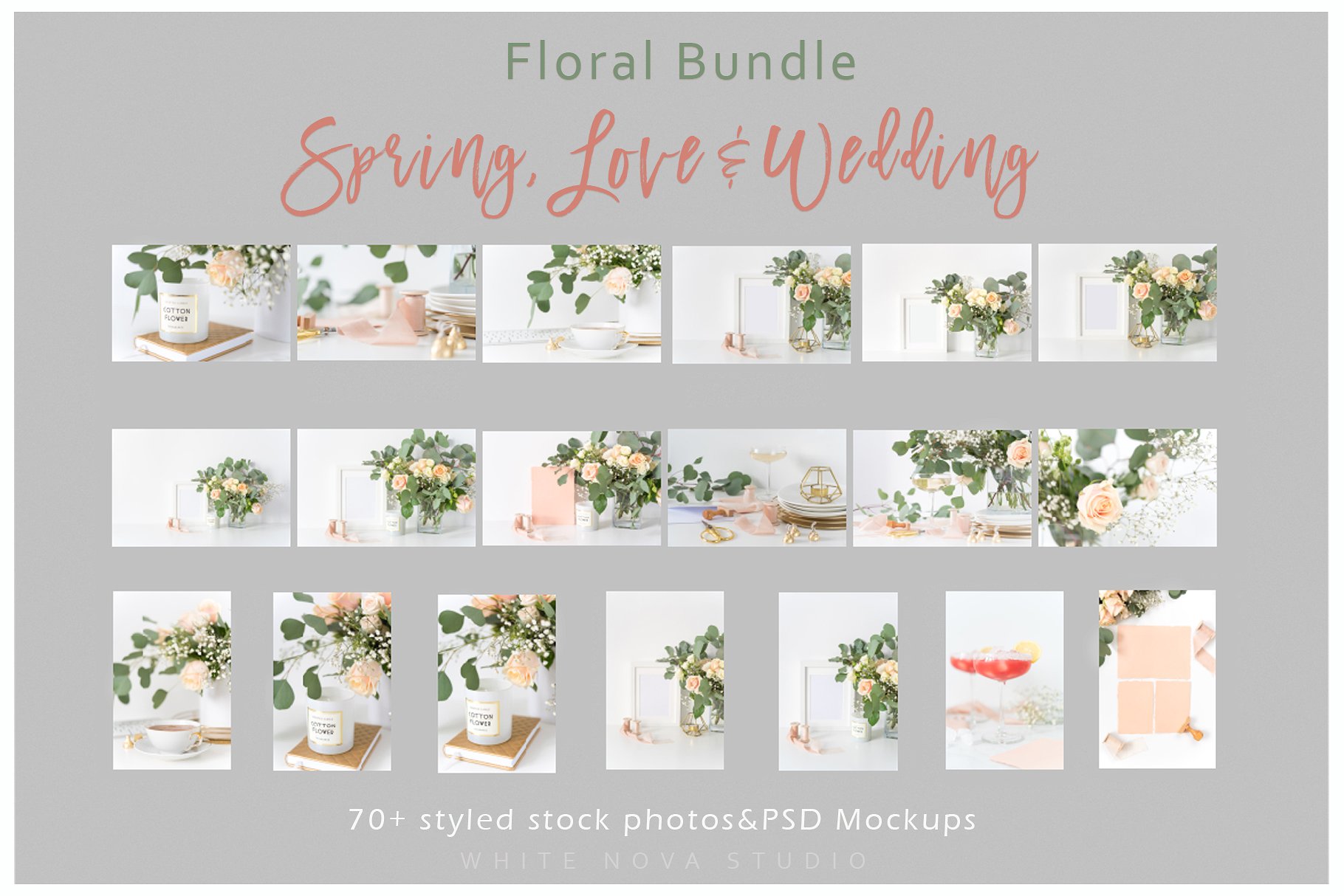 春天主题婚礼花卉背景贴图样机[1.1GB] Floral Bundle: Spring Love & Wedding插图(16)