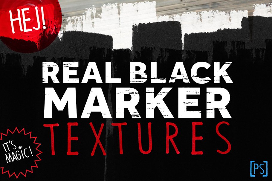 逼真黑色记号笔笔画纹理 REAL BLACK MARKER TEXTURES插图