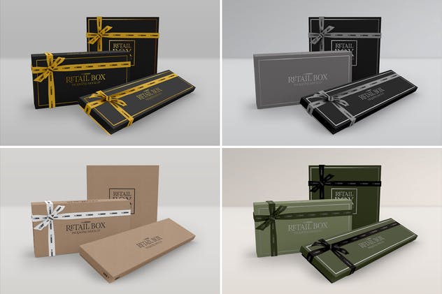 豪华金身丝带礼品盒包装样机Vol.2 Retail Boxes Vol.2: Bag & Box Packaging Mockups插图(7)