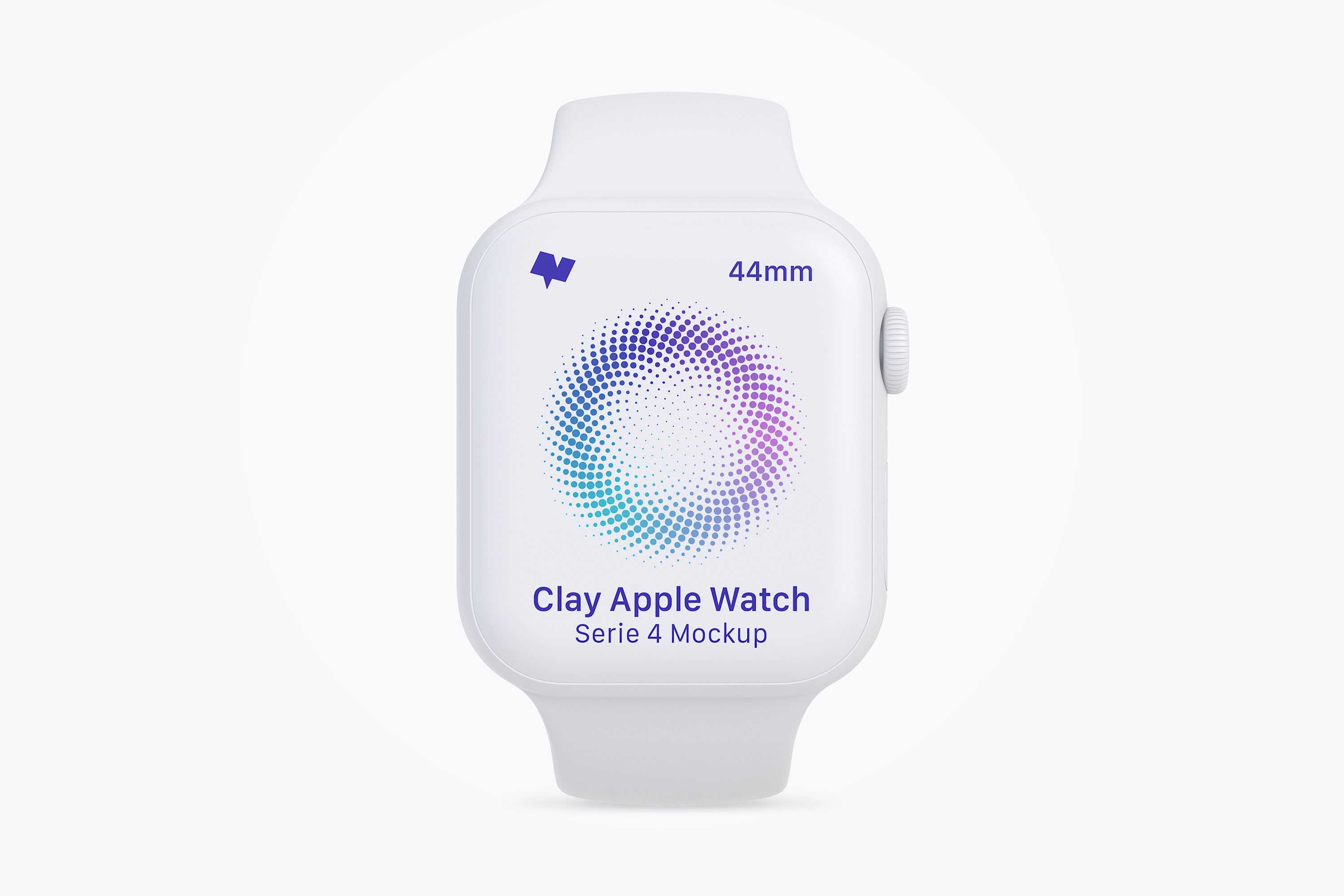 Apple Watch 4智能手表屏幕前视图样机模板 Clay Apple Watch Series 4 (44mm) Mockup, Front View插图