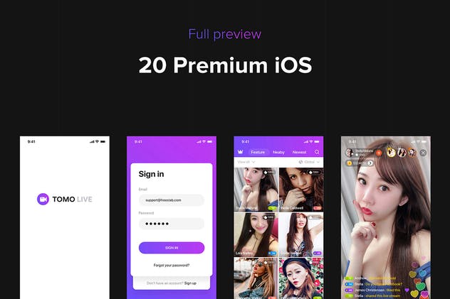 视频社交软件 APP UI 套件 TOMO Video Streaming UI Kit插图(2)